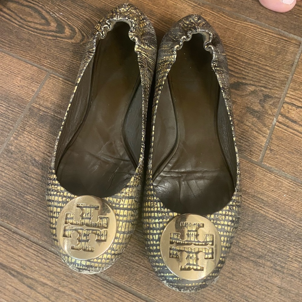 Gold and Black Tory Burch Flats size 7M